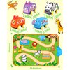 Vanmor Baby Car Toys for 12 Month Old Toys, Musical Playmat with 4 Animal Soft Pull-Back Vehiclefor 1 Year Old, Soft Baby Learning Toys 12-18 Months, 1st Birthday Xmas Gift for Toddlers