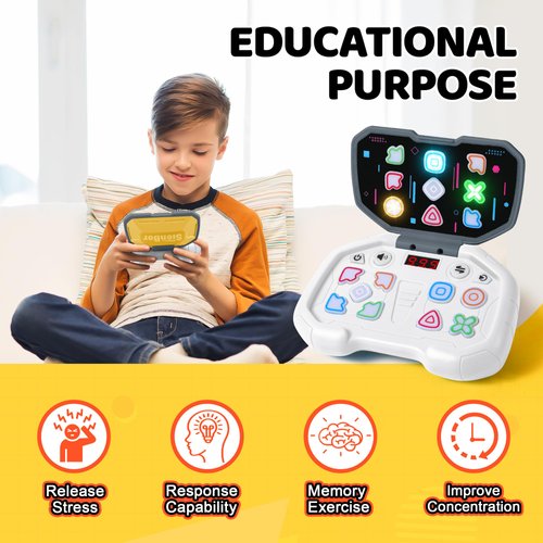 SIENBOR Fast Push Game 4 Modes Screen Handheld Dance Game Machine,Brain & Memory & Reaction & Speed Training Games Toy,Birthday Gifts for Boys Girls，Fidget Games Toys for Boys Girls (White)