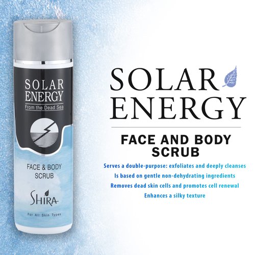 Shira-Solar Energy Face & Body Scrub From Dead Sea Minerals, Exfoliator And Cleansing Scrub For All Skin Types (8oz)