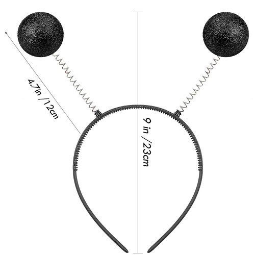 Domkier 2Pcs Black Alien Headband with Chunky Glitter