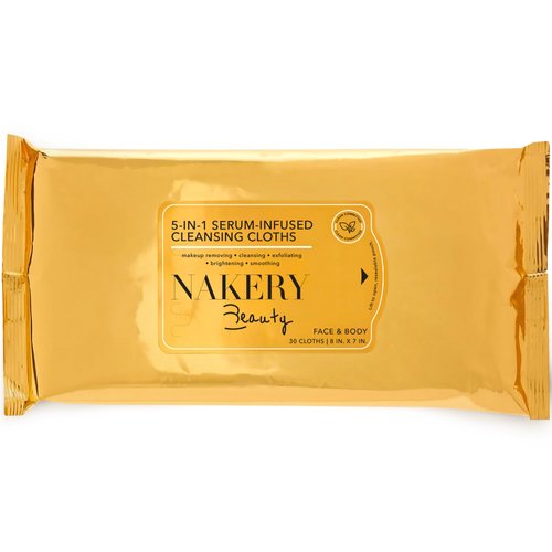 NAKERY Makeup Remover Wipes for Face - 5 in 1 Infused Makeup Wipes Remover - Gentle Face Wipes for Women Cleansing - Eye Makeup Remover Wipes for Sensitive Skin - Anti Aging Exfoliating Face Wipes