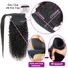 Curly Human Hair Strap Ponytail Extensions, 100% Unprocessed Brazilian Hair Wrap Around Ponytails, Magic Paste with Comb Clip in Kinky Curly Pony Tail (24", Curly Hair)