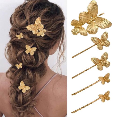 BARTOSI Gold Butterfly Hair Clips Small Butterfly Hair Accessories for Women (Pack of 5)