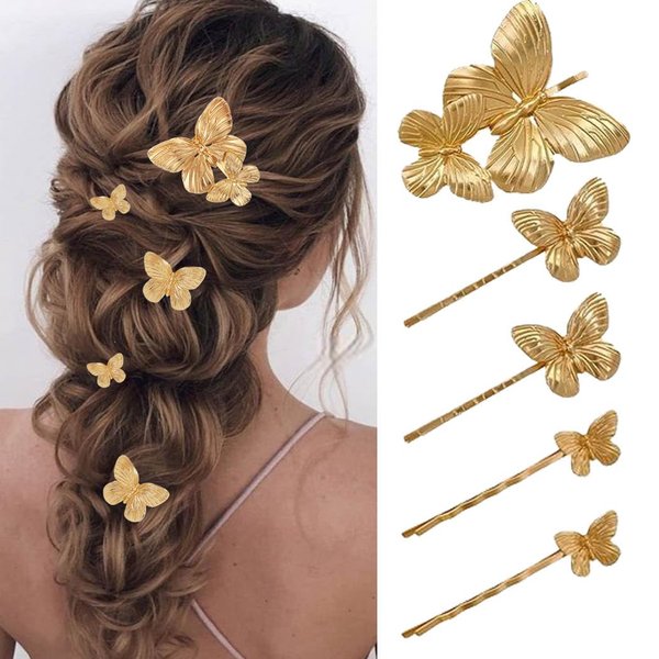 BARTOSI Gold Butterfly Hair Clips Small Butterfly Hair Accessories for Women (Pack of 5)