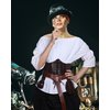 Xtinmee 5 Pcs Womens Pirate Costume Cosplay Renaissance Blouse Medieval Outfit Corset Belt Viking Accessories(Brown, Small)