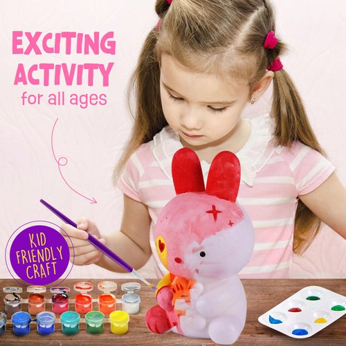 Paint Your Own Bunny Lamp Kit, Art Supplies Arts & Crafts Kit, Painting kit for Kids 6-12, Arts and Crafts for Kids Ages 8-12, Toys Girls Boy Birthday Christmas Gift Ages 3 4 5 6 7 8 9 10 11 12+