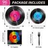 96 Pieces Record Paper Plates 50's Theme Party Decorations Record Plates and Napkins for Party Retro Vinyl Record Party Dessert Plates 1950's Tableware Set Music Party Supplies