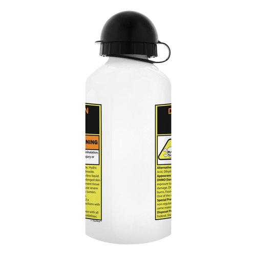 ThisWear Funny Science Gifts Warning Dihydrogen Monoxide H20 Pun Periodic Table Gifts for Science Nerds Gift Aluminum Water Bottle with Cap & Sport Top White