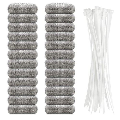 SUNHE YHK 24 Pieces Lint Traps Stainless Steel Washing Machine Lint Snare Traps, Washer Hose Lint Traps with 24 pcs Cable Ties