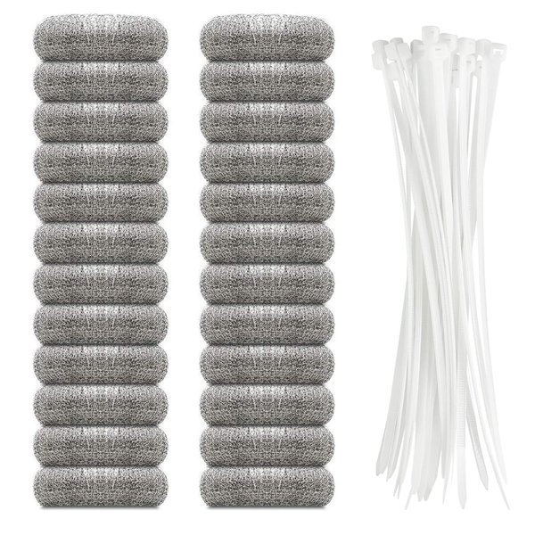 SUNHE YHK 24 Pieces Lint Traps Stainless Steel Washing Machine Lint Snare Traps, Washer Hose Lint Traps with 24 pcs Cable Ties