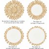 IcosaMro Round Woven Placemats for Dining Table Set of 4 11 Inch Small Natural Braided Rattan Tablemat Hollow Wicker Charger Plates for Holiday Thanksgiving Christmas Kitchen Table Mat, Beige