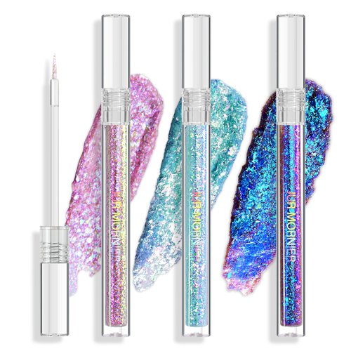 JUR MORNIER Multichrome Liquid Eyeshadow Set,3 Colors Multi-Dimensional Eye Liner Makeup,High Pigment Waterproof Metallic Eyeshadow,Ultre Fine Tip Glitter Eyeshadow (A04+A05+A06)