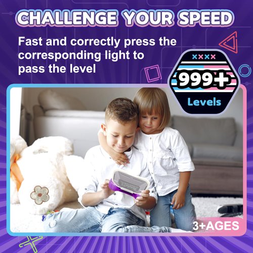 Fast Push Puzzle Game for Kids Age 3-12, Light Up Brain & Memory Games Electronic Handheld Pop Fidget Games Toys for Boys Girls Birthday Gifts for 6 7 8 9 10 11 12 Years Old Kids Teens (Purple)