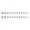 MABKJLF Press on Nails Short Square Flower Fake Nails Purple Full Cover False Nails with Flower Designs Glossy False Nails with Nail Glue Artificial Acrylic Nails for Women Girls 24 Pcs