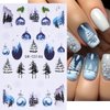 Christmas Nail Art Stickers Decals Snowman Candy Cane Christmas Nail Stickers 5PCS 3D Self-Adhesive Snowflake Ball Flower Deer Design Holiday Nail Decals Manicure Supply for Women DIY Nail Decorations