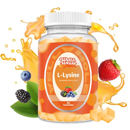 Well&Whole L-Lysine 1000mg Gummies - Vitamin B12 1000mcg - Essential Amino Acid Supplement for Gum, Lip Health* - L-Lysine Supplement for Kids and Adults - Vegan, Non GMO, Gluten-Free, 60 Counts