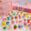 ELEMIRSA 28pcs Little Girl Jewel Rings in Box, Girl Princess Pretend Play and Dress Up Rings Set, Kids Girl Birthday Gifts, Adjustable, No Duplication