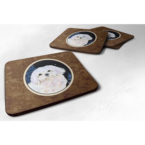 Carolines Treasures Starry Night Maltese Foam Coaster Set of 4 3 1/2 x 3 1/2 multicolor