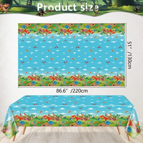 4PCS Dinosaur Tablecloth Dinosaur Party Decorations Dinosaur Party Supplies 86 x 51 inches Dinosaur Theme Table Cover Dinosaur Rectangle Plastic Table cloth dinosaur table cloths for birthday party