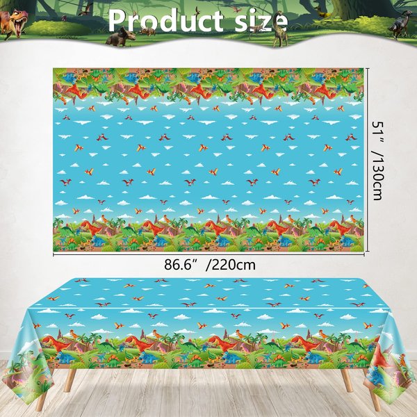 4PCS Dinosaur Tablecloth Dinosaur Party Decorations Dinosaur Party Supplies 86 x 51 inches Dinosaur Theme Table Cover Dinosaur Rectangle Plastic Table cloth dinosaur table cloths for birthday party