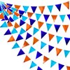 Orange Blue Party Decorations Metallic Fabric Triangle Pennant Flag Bunting Banner Garland for Birthday Baby Shower Graduation Bridal Shower Wedding Bachelorette Engagement Space Theme Party Supplies