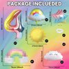 4th Birthday Decorations Girl, 4th Rainbow Birthday Balloons Set with Sun Rainbow Gradient Stars and 40 Inch Number 4 Foil Balloon for Rainbow Theme Girls 4th Birthday Party Decoration Supplies