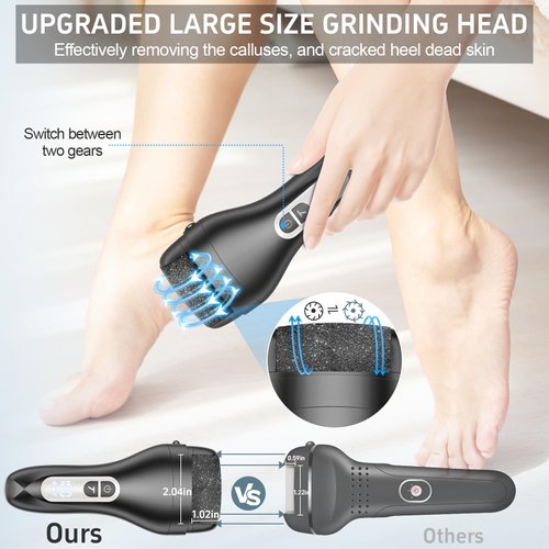 Electric Callus Remover for Feet,Rechargeable Electronic Foot File Pedicure Tools,Professional Waterproof Foot Scrubber File,Portable Pedi Feet Care for Cracked Heels &Dead Skin with LCD Display