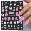 5D Embossed Flower Nail Stickers for Nail Art 5D Acrylic Carved Flower Nail Decals Rose Butterfly Nail Art Stickers Floral Petals Nail Design Stickers Flower Stickers for Nails DIY Nail Accessories