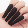 AddFavor XXL Extra Long Press on Nails Coffin Matte Fake Nails Full Cover Acrylic False Nails 12 Sizes 120pcs Black Nail Tips for Women Fingernails Manicure Design
