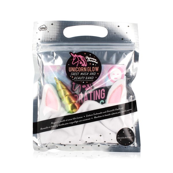 NPW-USA Unicorn Glow 25ml/0.84 fl. oz Hydrating Sheet Face Mask & Beauty Headband Set, Single