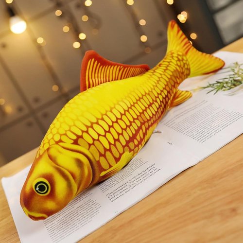 XIZHI 31.5 Inch Giant Soft Fish Cushion Pillow Animal Plush Pillow 3D Fish Cushion Carp Plush Throw Pillow Toys Gifts for Kids Birthday Christmas and Home Decor (Golden Carp)