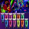 WYBLZPXZ 12 Pcs Glow in Dark Face Body Paint,Black Light Glow Makeup Set Neon Fluorescent,Glow Blacklight Body Face Paint Set Face Painting for Music Festivals Party Halloween