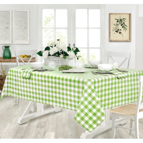 HOME BARGAINS PLUS Country Rustic Buffalo Plaid Cotton Fabric Tablecloth, Checkered Cottage Gingham Easy Care Tablecloth, 60” x 104” Oblong/Rectangle, Green