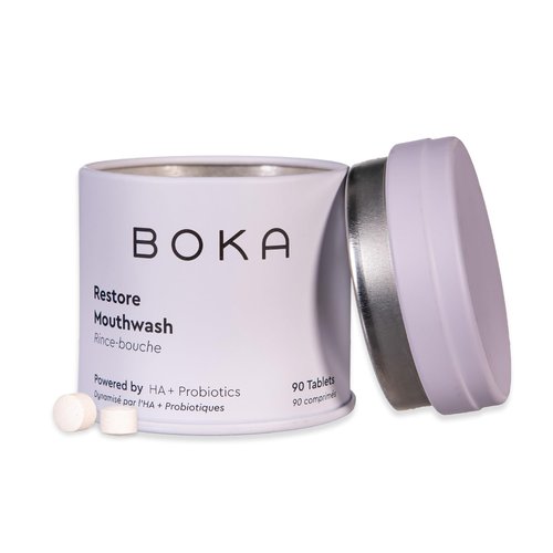 Boka Travel Size Mouthwash Tablets - Hydroxyapatite, Fluoride/Alcohol Free & Eco-Friendly - Chewable Tablet to Freshen & Kill Bad Breath Quickly, Remineralize Teeth Cleansing - 90 Pack