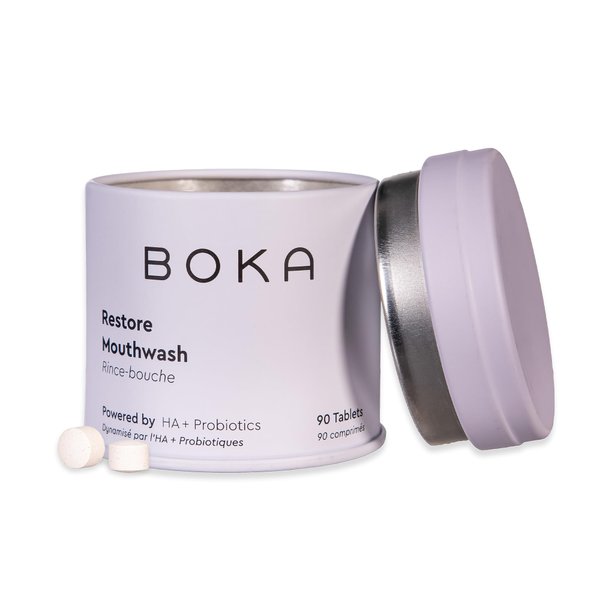 Boka Travel Size Mouthwash Tablets - Hydroxyapatite, Fluoride/Alcohol Free & Eco-Friendly - Chewable Tablet to Freshen & Kill Bad Breath Quickly, Remineralize Teeth Cleansing - 90 Pack