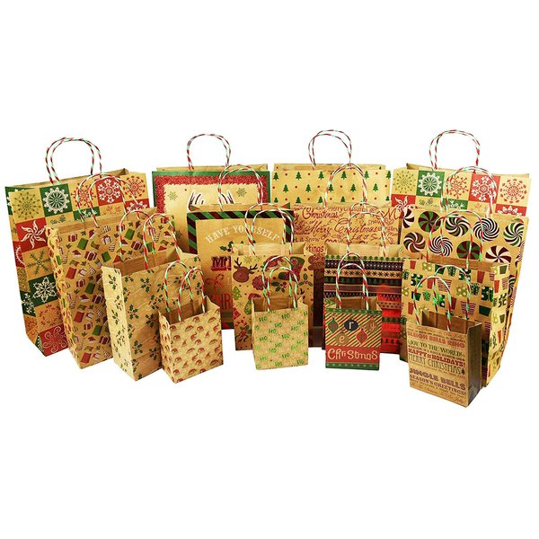 Set of 16 Blissful Friends Gift Bags! Christmas, 4 Fun Designs! 3 Different Sizes! (16 Gift Bags)