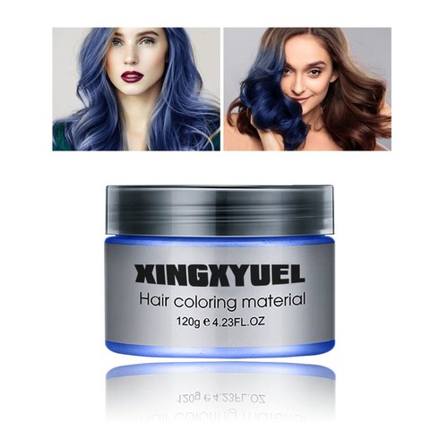 XINGXYUEL Blue Hair Dye Wax Color,Temporary Hair Color, Natural Hair Color Wax, 24 Hours Long Lasting Effect, Washable Clean, Color Hair Wax Suitable for Daily Parties, Cosplay, Halloween