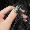 JERCLITY 12 Boxes Gradient Aurora Glass Paper Nail Sticker Foil Nail Art Holographic Colorful Glass Reflective Mirror Design Broken Glass Stripe Line Paper Nail Decals Cellophane Films Foils for Nails