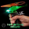 Kicko Flying Light-Up Toy - 2 Pack Ripcord Helicopter for Night Glow, Outdoor Playtime, Novelty, Rocket Flyer, Party Favor and Supply