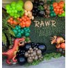 Dinosaur Balloon Arch, Dinosaur Balloon Garland Kit, Retro Green Orange Brown Balloons with Dinosaur Foil Balloon for Kids Dinosaur Themed Party Decorations Jungle Safari Birthday Party Supplies