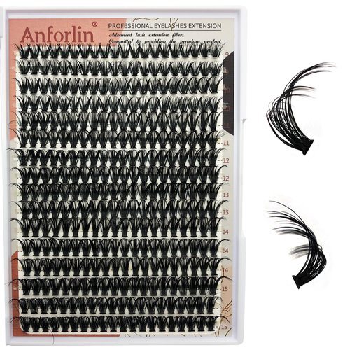 Cluster Eyelash Extensions 40D DIY Lash Clusters 320Pcs 9-15mm Individual Lashes D Curl False Mink Eyelashes for Beginners Self Application DIY at Home, by Anforlin