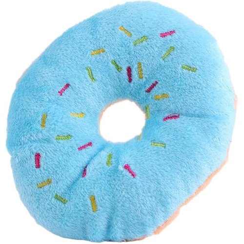 Htppzjr 1PCS Donut Shape Plush Blue Pet Toy,Lovely Donut Shaped Squeaky Squeaking Sound Toy for Pet Chew Toy Squeaky Plush Dog Toy Blueberry Squeaky Plush Dog Toy Chew Guard Technology