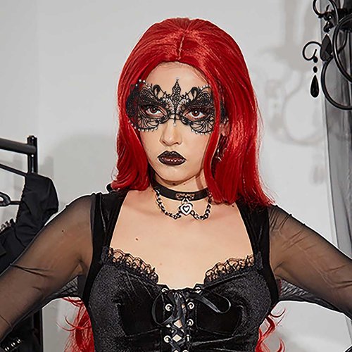 Tgirls Lace Mask for Women Rhinestone Sexy Masquerade Masks Costume Party Lace Face Mask Halloween Eye Mask (Black)