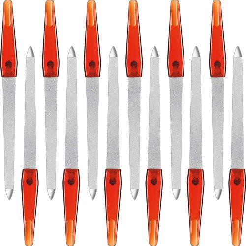 12 Pcs Metal Nail File 6.7 Inch Nail File Stainless Steel Nail File Double Sides Metal Sapphire File with Anti Slip Handle Fingernails Toenails Manicure File for Woman and Men