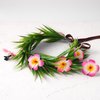 KorViSHOW Hawaiian Flower Crown Headband - 3 Pcs Hawaiian Plumeria Flower Hair Clips Pink Tropical Floral Headpiece Luau Accessories for Women Girls Beach Pool Party Decorations Favors Supplies