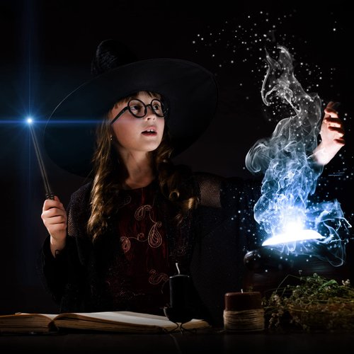 Chinco 72 Pcs Wand Pencils and Glasses Wizard Halloween Party Favors, Including 24 Wizard Wand Pencils and 24 Plastic Costume Glasses Frame with 24 Storage Bags for Kids Theme Party Supplies