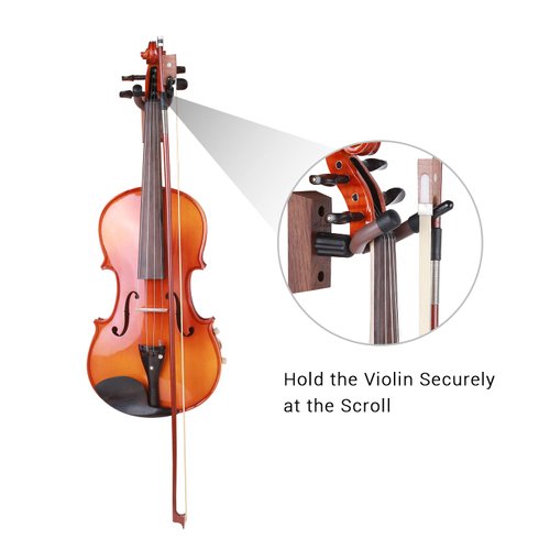 Violin Wall Mount Hanger, Ohuhu Hardwood Violin Hanger with Bow Holder for Home & Studio