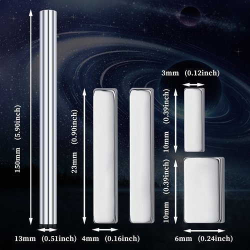 heemeei Cat Eye Magnet for Nails, 5 Pcs Double Ended Cylindrical Strong Nail Magnet Set, Super Long Nail Polish Magnet Pens, Magnet Stick for 3D Cat Eye Gel Polish, Home DIY, Salon, Studio