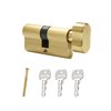 Solid Brass Lock Cylinder with 3 Brass Keys 63mm Andersen Lock Cylinder Storm Door Lock Cylinder Replacement Door Cylinder Brushed Brass Cylinder Lock for Storage Unit Security Door Locks
