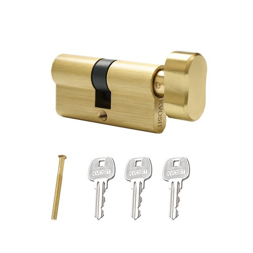 Solid Brass Lock Cylinder with 3 Brass Keys 63mm Andersen Lock Cylinder Storm Door Lock Cylinder Replacement Door Cylinder Brushed Brass Cylinder Lock for Storage Unit Security Door Locks